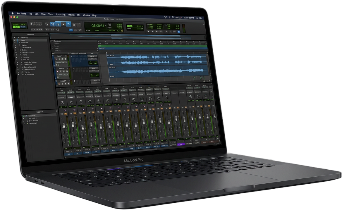 Laptop with an audio workstation
